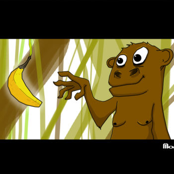 Digitale Kunst mit dem Titel "monkey-banana" von Steve Egger, Original-Kunstwerk