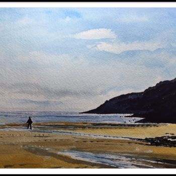 Painting titled "Caswell Bay" by Steve Lovegrove, Original Artwork, Watercolor