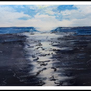 Schilderij getiteld "Caswell Bay - sun o…" door Steve Lovegrove, Origineel Kunstwerk, Aquarel