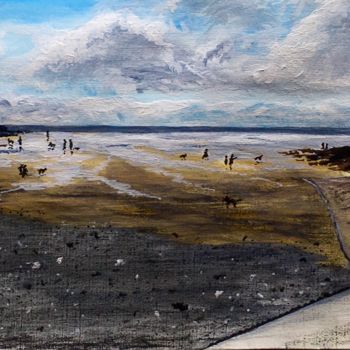 Painting titled "Caswell Bay Panoram…" by Steve Lovegrove, Original Artwork, Acrylic