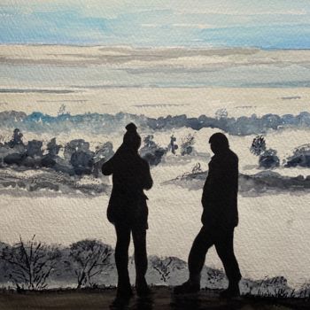 Картина под названием "Misty winter mornin…" - Steve Lovegrove, Подлинное произведение искусства, Акварель