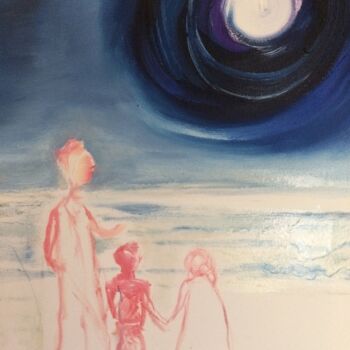 Painting titled "figures in the moon…" by Steve Phillips, Original Artwork, Oil
