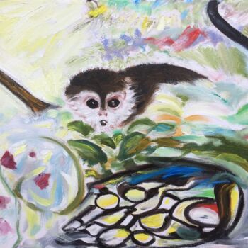 Ζωγραφική με τίτλο "Monkey Puzzle" από Steve Phillips, Αυθεντικά έργα τέχνης, Λάδι