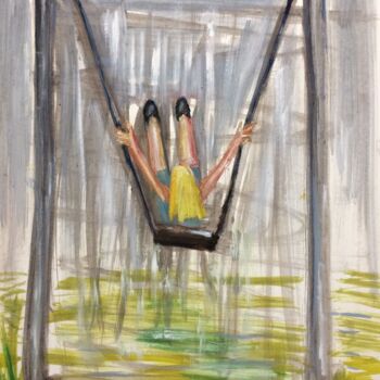 Schilderij getiteld "The Swing" door Steve Phillips, Origineel Kunstwerk, Olie Gemonteerd op Houten paneel