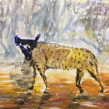 Painting titled "Desert Hyena" by Steve Phillips, Original Artwork, Oil