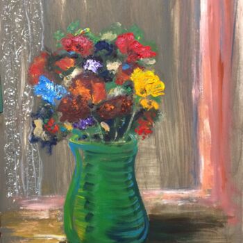 Painting titled "Vase of Flowers" by Steve Phillips, Original Artwork, Oil