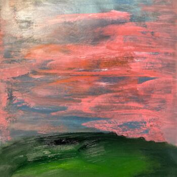 Peinture intitulée "Red Sky at Night" par Steve Phillips, Œuvre d'art originale, Huile