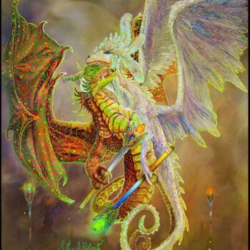 Painting titled "Dragon Dancers" by Steve Roberts, Original Artwork, Acrylic