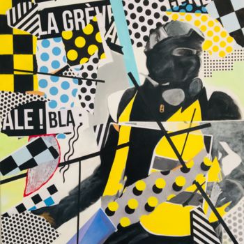 Collages getiteld "Saturday Yellow Fev…" door Steve Doan, Origineel Kunstwerk, Papier snijwerk