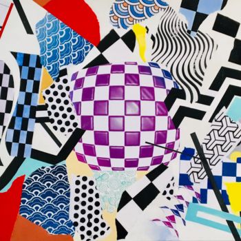 Collages intitulée "Purple Chess" par Steve Doan, Œuvre d'art originale, Découpages