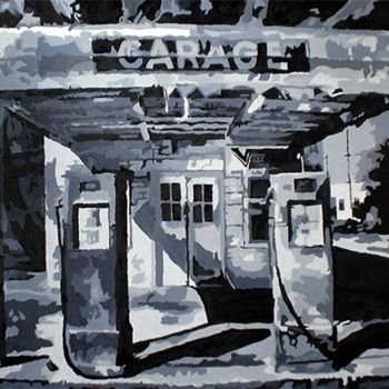 Schilderij getiteld "Garage" door Steve Haes, Origineel Kunstwerk