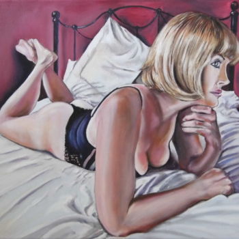 Painting titled "Fiona on Bed" by Stephen Rashley, Original Artwork, Oil
