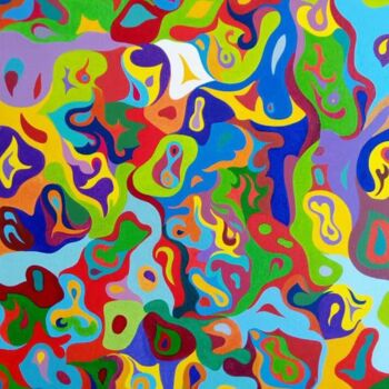 Peinture intitulée "COLOUR CHAOS THEORY" par Steven Keys, Œuvre d'art originale, Huile