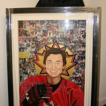 Collages intitolato "Saint Gretzky (Fram…" da Steven Hart, Opera d'arte originale, Ritagli Montato su Cartone