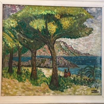 Painting titled "Juan les pins" by Steve Soobben, Original Artwork, Oil