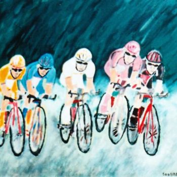 Painting titled "Le sprint" by Steve Soobben, Original Artwork