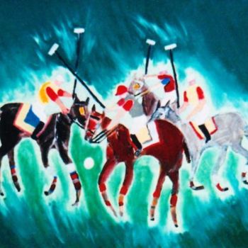 Peinture intitulée "Le polo (Polo)" par Steve Soobben, Œuvre d'art originale, Encre