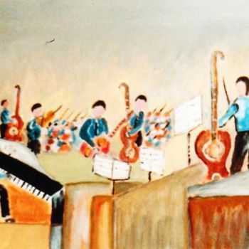 Painting titled "Les musiciens (The…" by Steve Soobben, Original Artwork, Oil