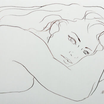 Tekening getiteld "Portrait d'Annie" door Stewart Fletcher, Origineel Kunstwerk, Inkt