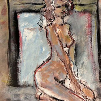 Dessin intitulée "Stacey à genoux" par Stewart Fletcher, Œuvre d'art originale, Acrylique