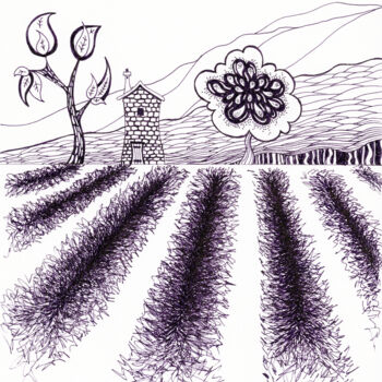 Dessin intitulée "Provence" par Steyff, Œuvre d'art originale, Stylo gel