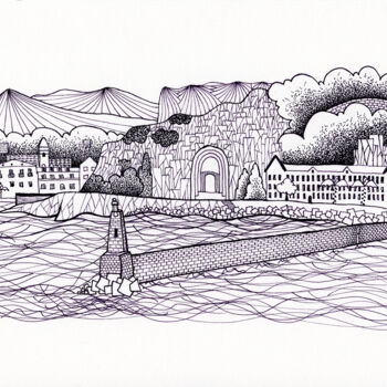 Картина под названием "Port de Nice" - Steyff, Подлинное произведение искусства, Чернила
