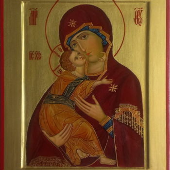 「Икона Божией Матери…」というタイトルの絵画 Геннадийによって, オリジナルのアートワーク, テンペラ