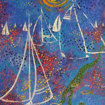 Peinture intitulée "regata di primavera" par Sticchinain, Œuvre d'art originale, Huile