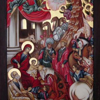 Painting titled "The Adoration of th…" by Maria Evaggelou, Original Artwork, Other
