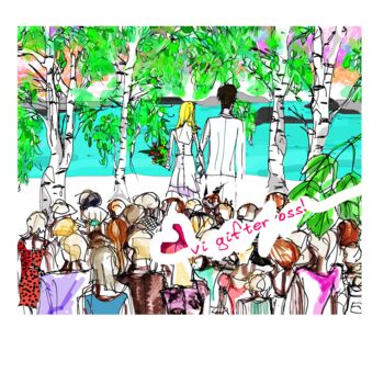Disegno intitolato "WEDDING INVITATION…" da Stina Lundberg, Opera d'arte originale, Matita