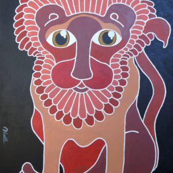 Schilderij getiteld "le-lion-80x60-2013-…" door Stivell Perot, Origineel Kunstwerk