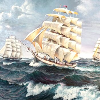 Pintura intitulada "Otro dia en el mar" por Stjepan Lezaic (Pepi), Obras de arte originais, Óleo