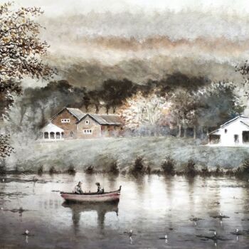 Картина под названием "Lago" - Stjepan Lezaic (Pepi), Подлинное произведение искусства, Акварель