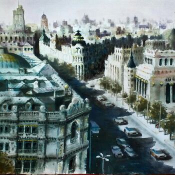 Malerei mit dem Titel "Madrid" von Stjepan Lezaic (Pepi), Original-Kunstwerk, Aquarell