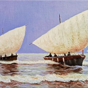 Painting titled "Pescadores.!" by Stjepan Lezaic (Pepi), Original Artwork, Oil