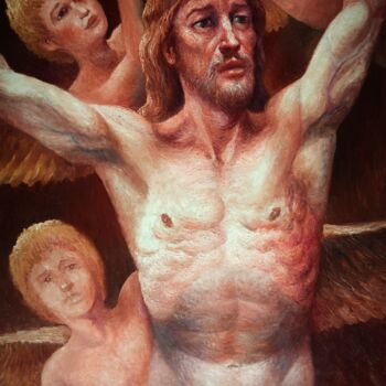 Schilderij getiteld "Jesus cristo" door Stjepan Lezaic (Pepi), Origineel Kunstwerk, Olie