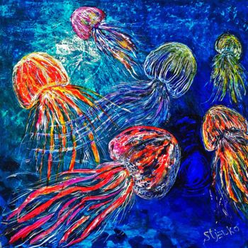 Painting titled "Jelly fishes III" by Capt.Stjepko Mamic, Original Artwork, Other