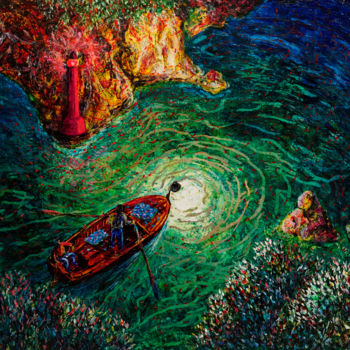 Pittura intitolato "Little red lighthou…" da Capt.Stjepko Mamic, Opera d'arte originale, Altro