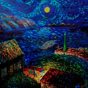 Painting titled "Silent night" by Capt.Stjepko Mamic, Original Artwork, Other