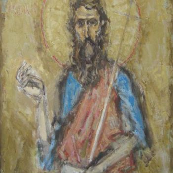 Painting titled "St John the Baptist" by Stojan Pačov, Original Artwork, Oil