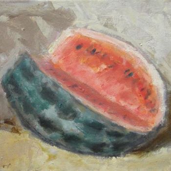 Painting titled "Watermelon" by Stojan Pačov, Original Artwork, Oil