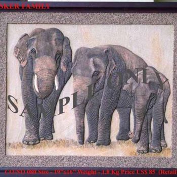 Painting titled "Elephant family" by Himantha Karunarathne, Original Artwork