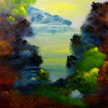 Painting titled "Bass Lake" by David Snider, Original Artwork, Oil