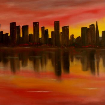 Painting titled "Cityscape" by David Snider, Original Artwork