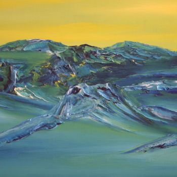 Schilderij getiteld "Mountain Sunset" door David Snider, Origineel Kunstwerk