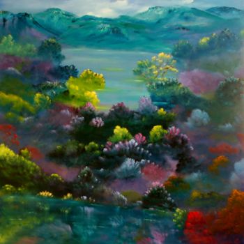 Pintura titulada "Blue Mountain Valley" por David Snider, Obra de arte original