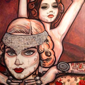 Schilderij getiteld "mexican burlesque" door Estelle Charrin, Origineel Kunstwerk, Olie