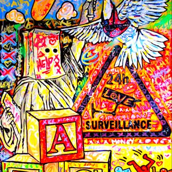 Painting titled "24-Hour Surveillance" by Stormy Legrand Brinson (LUZID), Original Artwork, Acrylic