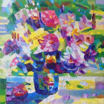 Painting titled "Flowers in the gard…" by Stoyan Lechtevski, Original Artwork, Acrylic