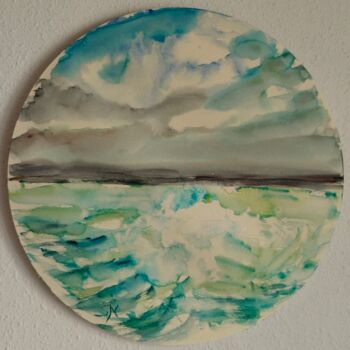 Peinture intitulée ""Sea and sky"" par Stoyanka Nikolova, Œuvre d'art originale, Aquarelle